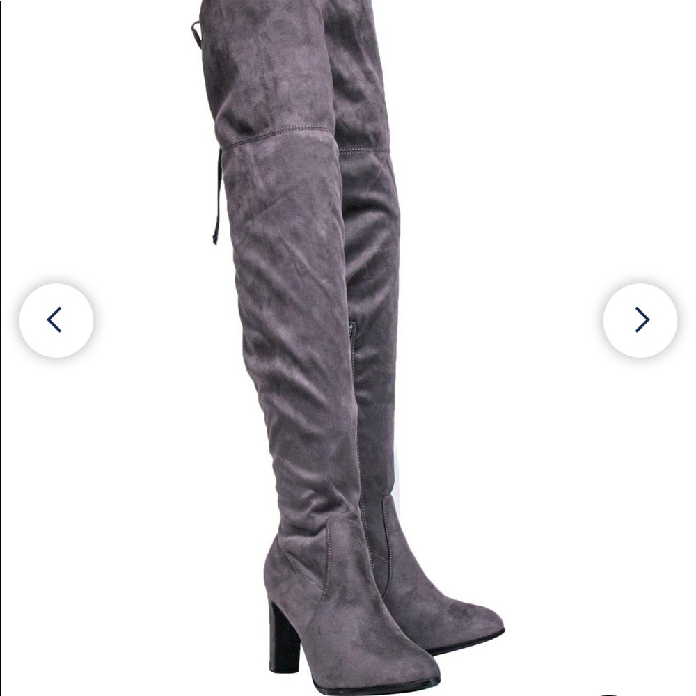Grey over the knee boots